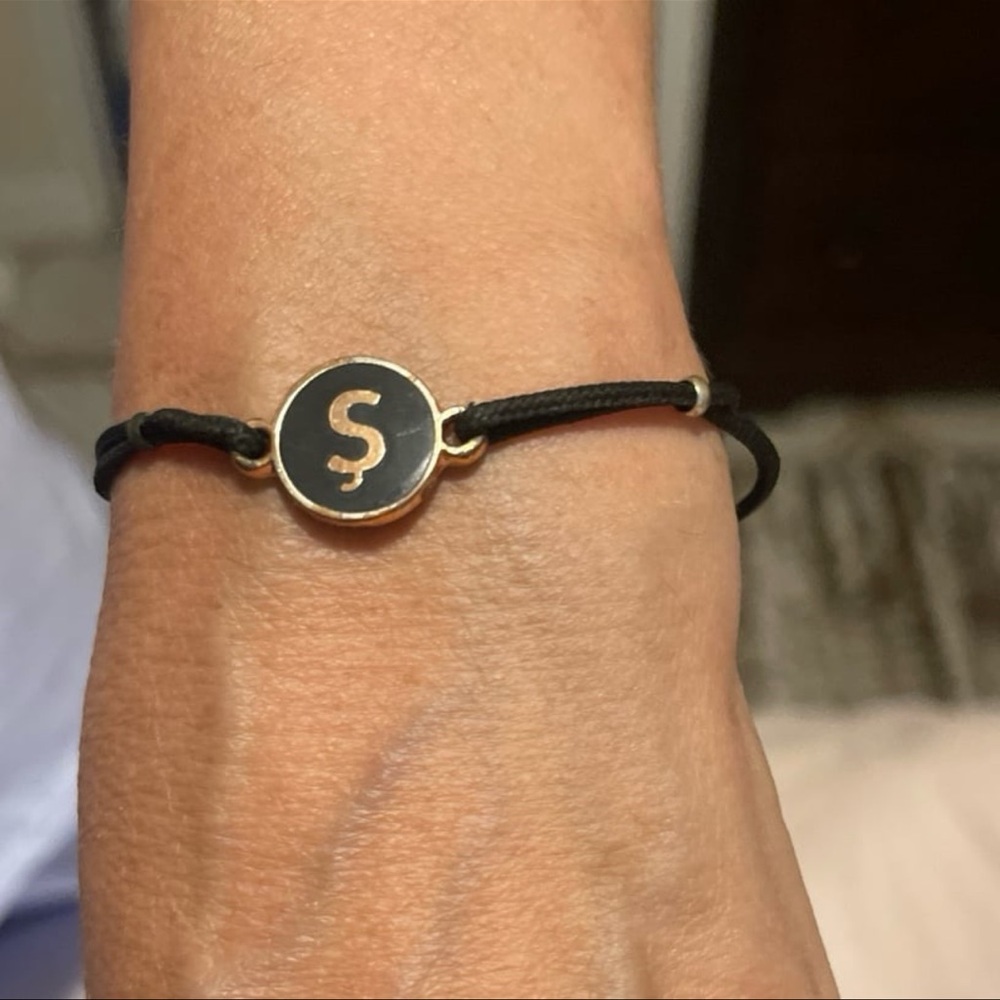 Black and Gold Bracelet with S Charm